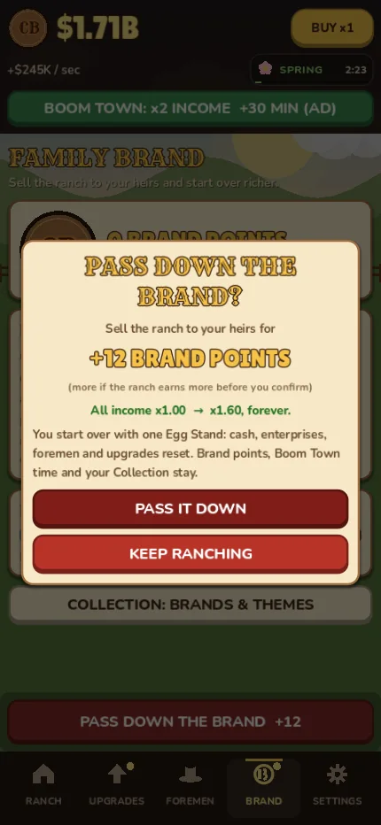 Pass down the brand: your heirs start over with 12 brand points