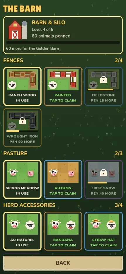 The barn: fences, pastures and herd accessories to unlock