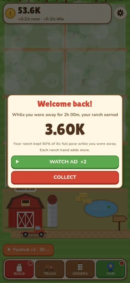 Welcome back: your ranch earned 3.60K while you were away