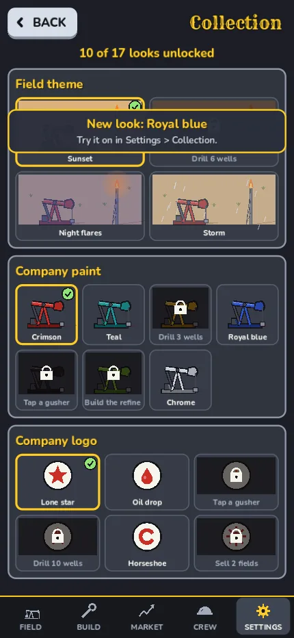 The collection: field themes, company paint and logos
